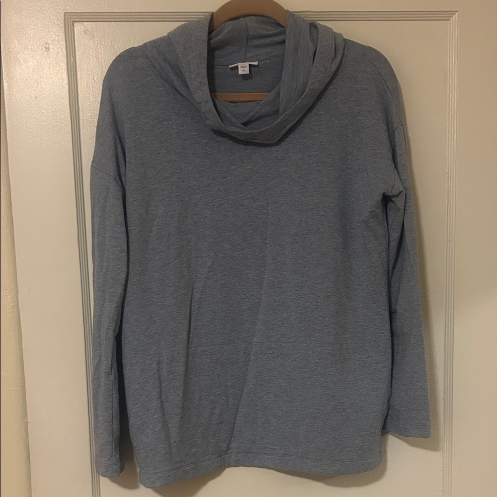 Elegant Heather Blue Women's Cowl Neck Sweater